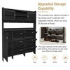 Entryway Shoe Cabinet with Flip Drawers, Contemporary Shoe Cabinet with Open Storage Platform, Tempered Glass Hall Tree For Hallway Entryway Black 2 - 3 of 4
