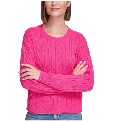 Calvin Klein Womens Lightweight Cable Knit Cropped Pullover Sweater