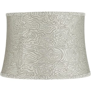 Springcrest 14" Top x 16" Bottom x 11" High x 11" Slant Print Lamp Shade Replacement Medium Newlin Cream Drum Modern Softback Washer Harp Finial - 1 of 4