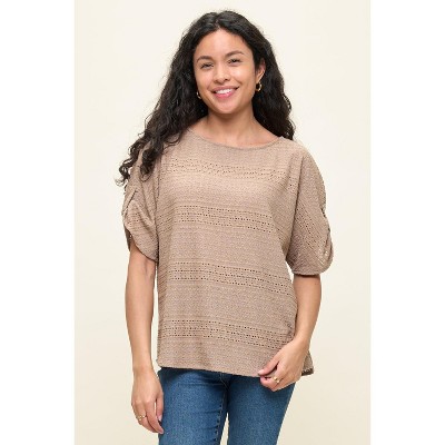WEST K Women's Cora Dolman Sleeve Crochet-Inspired Blouse