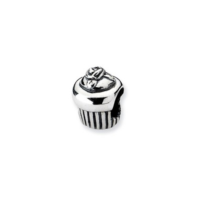Black Bow Jewelry Sterling Silver Cupcake Bead Charm