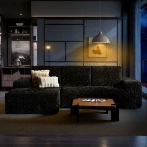 XIZZI Modular Left/Right Chaise Sectional Sofa, Quick-Ship Synthetic Leather or 4 Shimmer Fabric | Zero Assembly | High Density Foam & Pocket Springs - 1 of 4