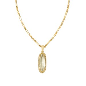 Kendra Scott Eva Clear Glass Small 14K Gold Over Brass Long Pendant Necklace Pale Yellow