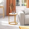 Tangkula 2PCS Marble Top Round Side Table 16"x16" End Table w/ Golden Metal Frame Gold - 3 of 4