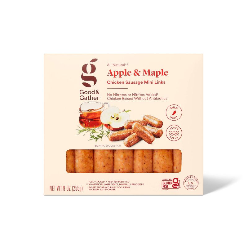Apple &#38; Maple Breakfast Chicken Sausage Mini Links - 9oz - Good &#38; Gather&#8482;, 1 of 5