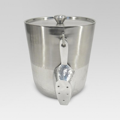 Hammered Metal Ice Bucket With Ice 