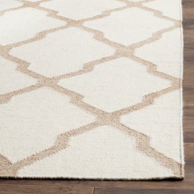 Ivory Camel 5' x 8' Handmade Wool & Viscose Geometric Area Rug