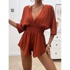 Women's Summer Short Rompers Tunic Short Sleeves Halter Neck Vacation Beach Jumpsuit - 3 of 4