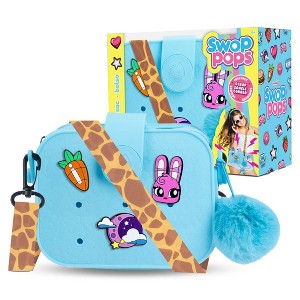 Swop Pop Ultimate Coin Purse Set - Kids Fashion Purse with Changeable Pops, Badges, Strap, Fluffy Pompom - Mix & Match Dress Up Bag - (Blue) - 1 of 4
