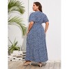BLUEMING Summer Maxi Dress for Plus Size Women Tie Wasit Surplice Dress Flutter Sleeve A-Line Dress - 2 of 4