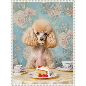 Amanti Art The Cake Loving Poodle by Mowzu  Framed Canvas Wall Art - 1 of 4