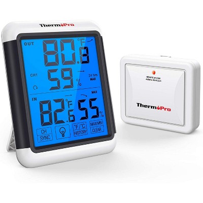 Thermopro Tp55w Digital Hygrometer Indoor Thermometer Humidity Gauge With  Jumbo Touchscreen And Backlight Temperature Humidity Monitor In Black :  Target