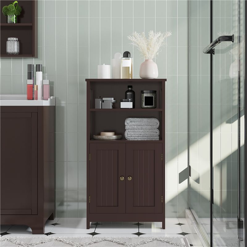 Yaheetech Bathroom Floor Cabinet with Double Door and Adjustable Shelves, 3 of 11