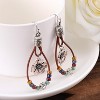 Boho Flower Earrings, Vintage Dangle Drop Handmade Nature Stone Earrings Bohemian Vintage Floral Dangle Dangling Country Concert Outfits Accessories - 3 of 4