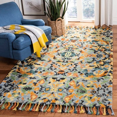 Blossom 4' x 6' Blue Wool Handmade Tufted Area Rug
