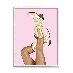 Stupell Industries Pink Country Cowgirl Boots Framed Giclee - 1 of 4