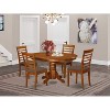 HomeStock 5-Piece Oval Saddle Brown Finish Solid Wood Top Dining table with 4 Chairs - 2 of 4