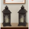HomeRoots Set of Two Black Metal Geometric Lantern Candle Holders - 2 of 4