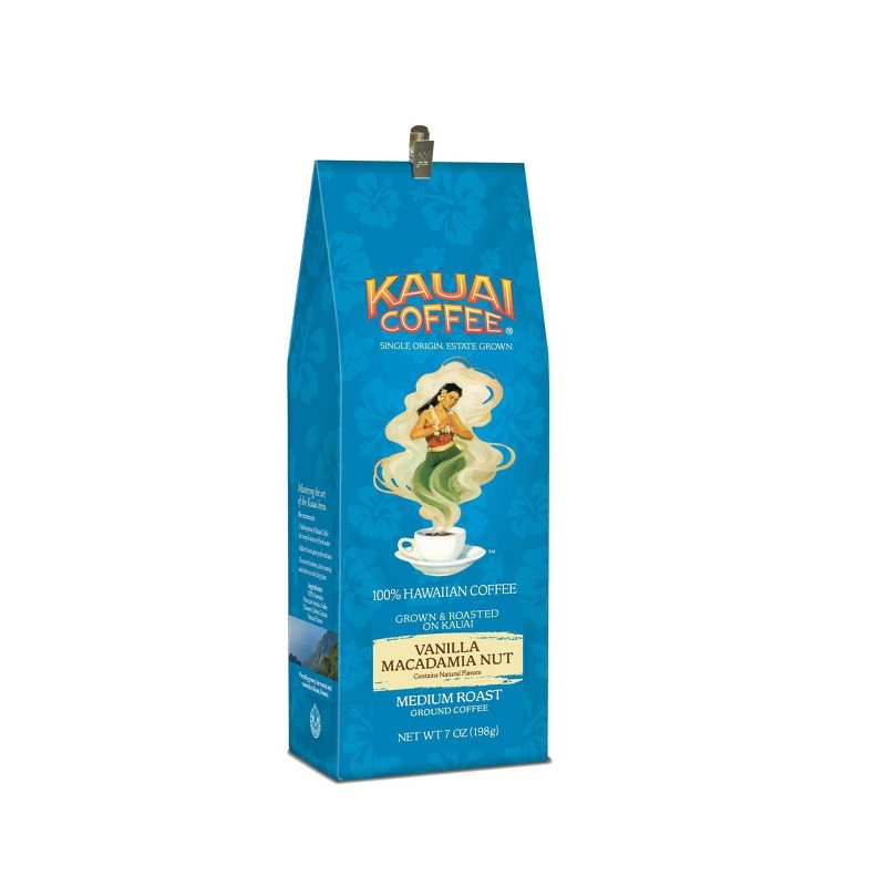 Kauai Coffee Vanilla Macadamia Nut Medium Roast Ground Coffee - 100% Hawaiian Coffee- 7oz, 1 of 7