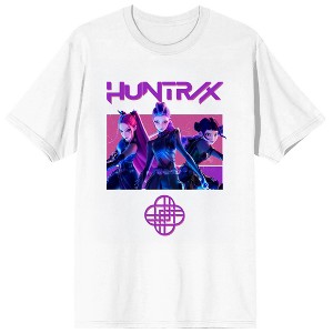 KPop Demon Hunters Huntrix Trio in Color on White Short Sleeve Adult T Shirt - 1 of 4