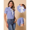 Allegra K Women's Polka Dots Peter Pan Collar Tie Neck Short Sleeve Shirt - 2 of 4