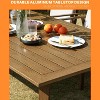 COWLOWN Outdoor Aluminum Patio Dining Table for 6 with Umbrella Hole, Large Weather-Resistant Dining Table for Garden, Backyard, Deck, Teak Finish - 2 of 4