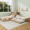 L-Shaped Combination Twin Size Bed Frame with Trundle & Drawer, 3-in-1 Low Corner Platform Bed Linked with Built-in Desk - ModernLuxe - 2 of 4