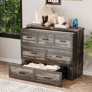 Merax Convertible Murphy Bed Cabinet with Built-In Charging Station & Extra-Large Storage Drawer - 1 of 4