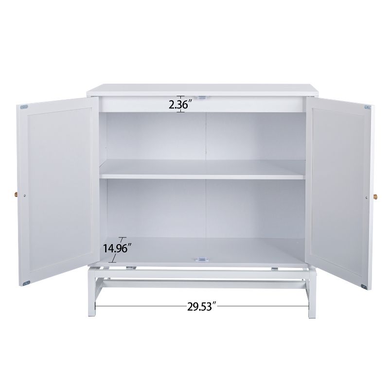 Set of 2, Natural Rattan 2 Door Cabinets with 1 Adjustable Internal Shelf - ModernLuxe, 4 of 12