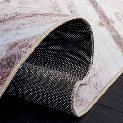 Beige and Brown Faux Hide Washable Area Rug