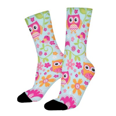 Owls Women Printed Crew Socks Funny Funky Socks Soft Polyester Novelty Gifts for Artists Men