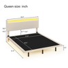 CAVINAS Upholstered Floating Full/Queen Bed Frame,Vertical Channel Design Velvet Fabric Bed with LED Lights,No Box Springs Needed - 3 of 4