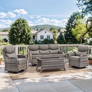 Gymojoy Outdoor Patio Sofa Chairs Coffee Table with Swivel Chairs for Garden  Yard - 1 of 4