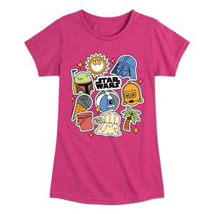 Girls' - Star Wars - Darth Vader, C3 po, R2D2 Summer Fitted Short Sleeve Graphic T-Shirt - 1 of 4