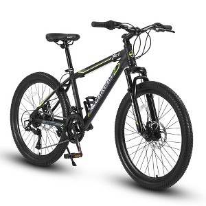 YONWAY 24 Inch Mountain Bike , Shimano 21 Speed  Steel Frame Mountain Bicycle with Dual Disc Brakes and Front Suspension MTB for Boys Girls - 1 of 4