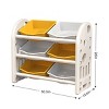 SEVOBAL Utility Storage Bins 6-Bin Kids Toy Nursery Organizer with HDPE Bins, Shelf for Playroom, Bedroom, Living Room, Pink, 30.13"*12.12"*10.13" - 3 of 4