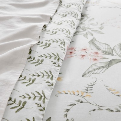 Viviana Twin Cotton Botanical Floral Reversible Comforter Set