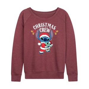 Women's - Lilo and Stitch - Christmas Crew Lightweight French Terry Wide Neck Long Sleeve Shirt - 1 of 4