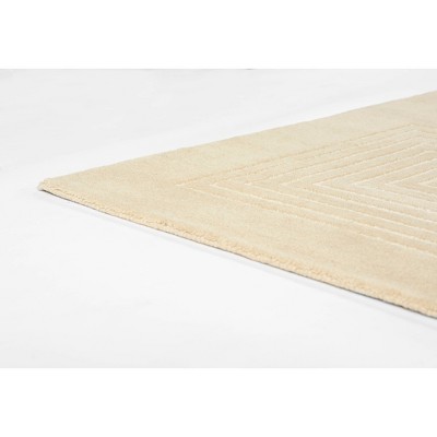 Momeni 5'x8' Simba Geometric Handtufted Area Rug Beige: Wool, Medium Pile, Abstract Pattern, Indoor Use