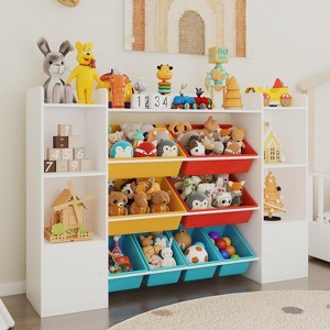 GustoWave Toy Storage Organizer with 8 Toy Bins, 54.7" Wide Toddler Bookcase Storage Cabinet, Toy Organizers and Storage, Kids Bookshelf and Bookcase - 1 of 4