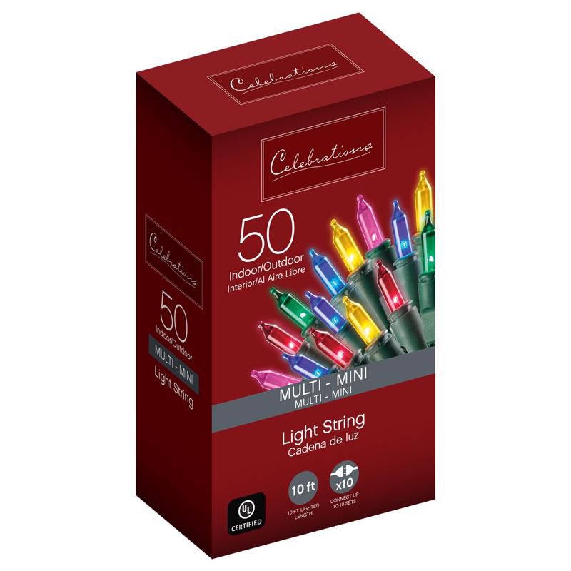 Celebrations Incandescent Mini Multicolored 50 ct String Christmas Lights 10.2 ft., 1 of 2
