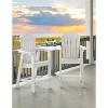 2-Person Bar Height Adirondack Chair Set with Table, White HDPE Outdoor Seating for Patio or Deck - 3 of 4