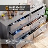 Modern 6 Drawer Dresser for Bedroom, 54" Wide Wooden Dressers with Large Storage,Handleless Chest of Drawers TV Stand for Living Room & Hallway - 4 of 4
