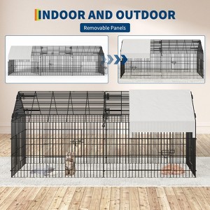 Chicken Coop Run Rabbit Hutch, Portable Metal Chicken Cage with with Cover, Top & Side Opening Doors, Small Animal Playpen for Outdoor Playpen - 1 of 4