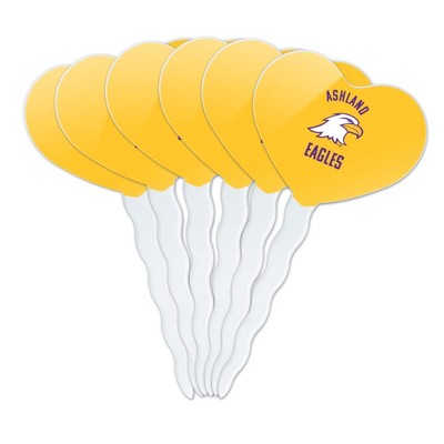 Ashland University Eagles Logo Heart Love Cupcake Picks Toppers Decoration Set of 6