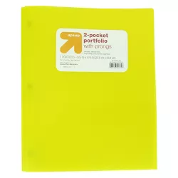 2 Pocket Plastic Folder with Prongs Yellow - up & up™