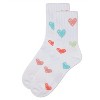 Memoi Girls Cozy Ribbed Cotton Blend "Graffiti Heart" Crew Sock - 3 of 4