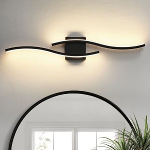 KAISITE 24in Dimmable LED Bathroom Vanity Light 5CCT Modern Wavy Bar Over Mirror Lighting - 1 of 4