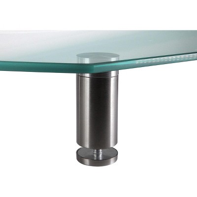 Large Clear Glass Desktop Monitor Stand with Metal Legs