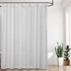 180GSM Polyester Linen Transparent White Cross Weave Shower Curtain with Tassels on Both Sides, Waterproof, Includes Hooks, PEVA Material - 4 of 4